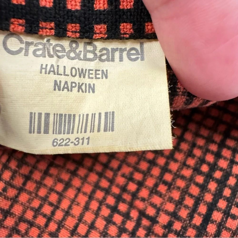 Vintage Crate&Barrel Halloween placemat napkin pumpkin cat candy orange black